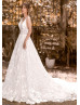 Beaded Spaghetti Straps Ivory Lace Wedding Dress